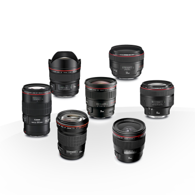 Kit de Lentes Canon Fixas S&eacute;rie L 14&bull;24&bull;35&bull;50&bull;85&bull;100&bull;135